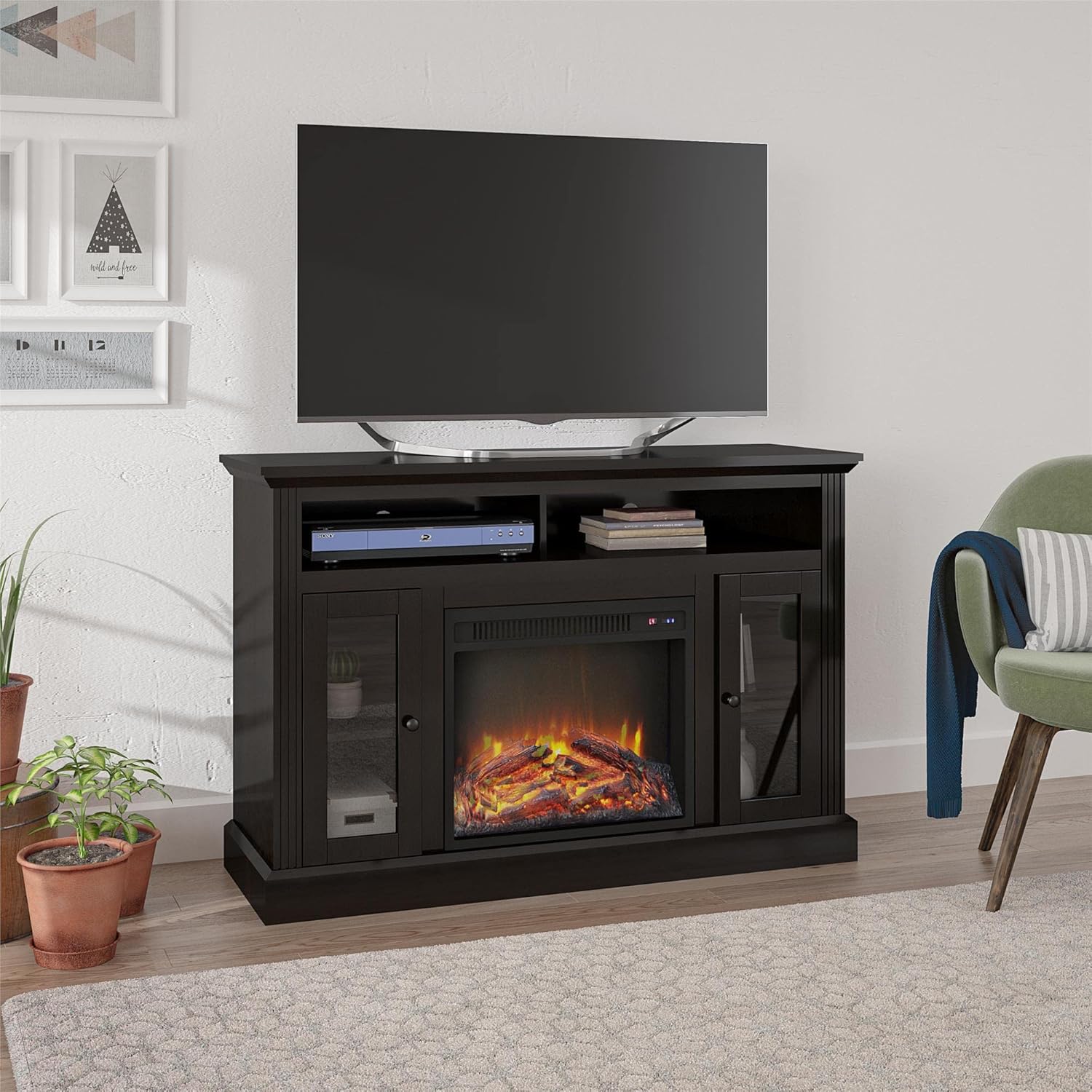 Espresso Electric Fireplace TV Console G14859