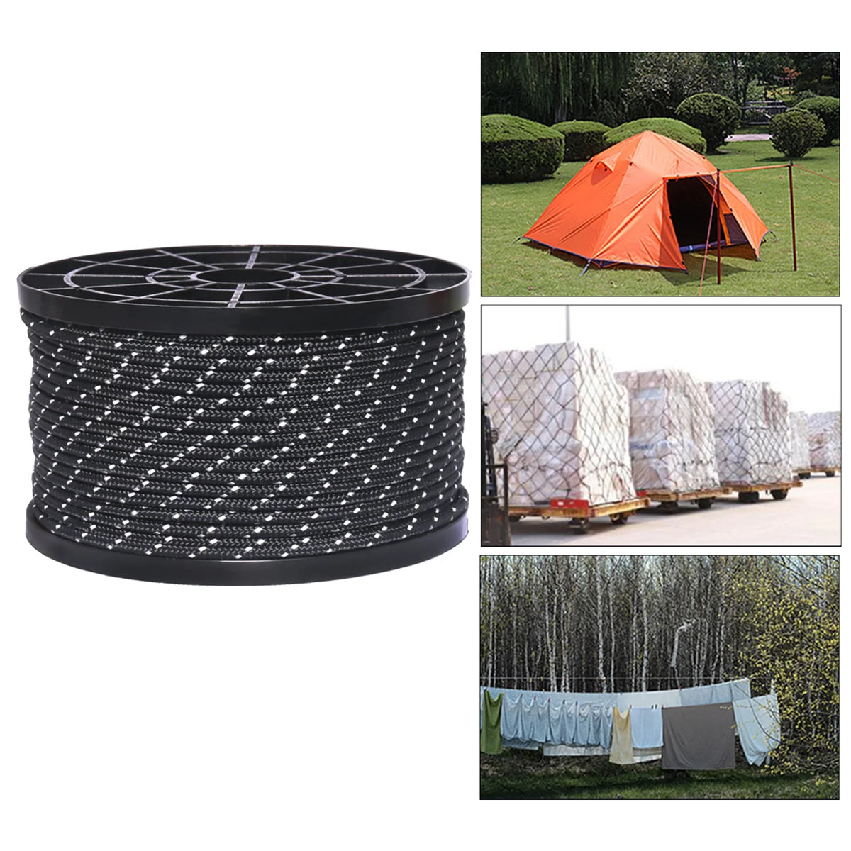 Black 3mm Nylon Reflective Guyline Tent Accessories Z537