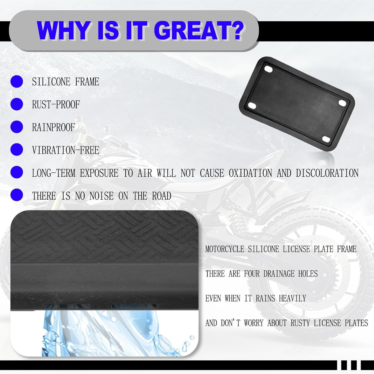 Rust Proof Silicone License Plate Frame 4x7 in Z592354