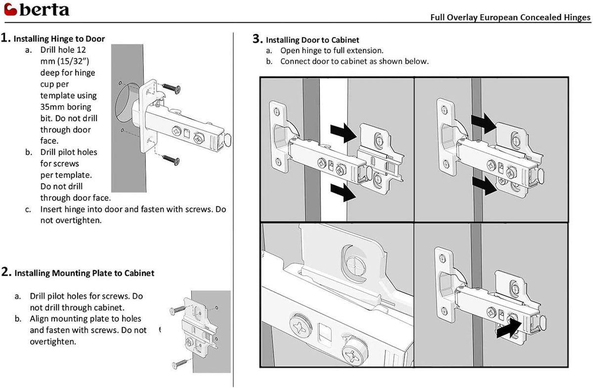 25 Pieces Full Overlay Frameless Soft Closing European Hinges with Screws X466747
