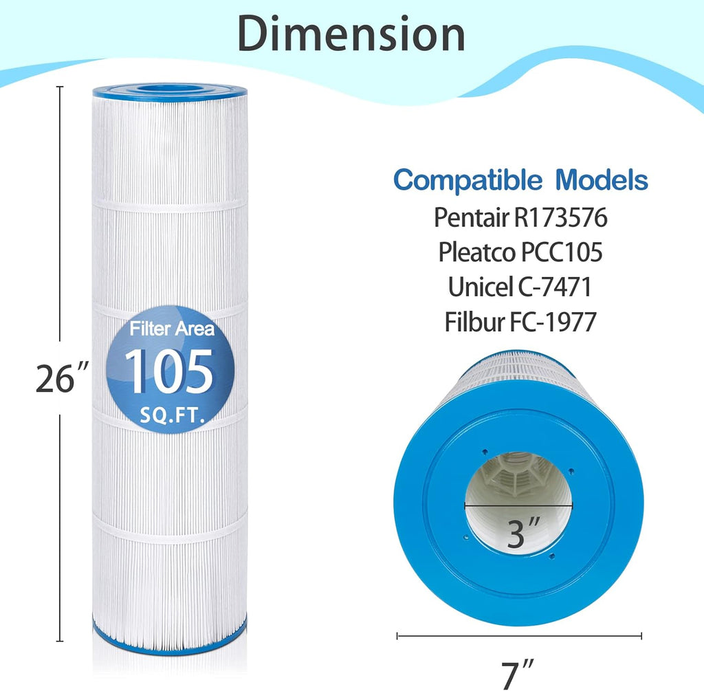 4-Pack Filter Cartridges for Pool Pump H163