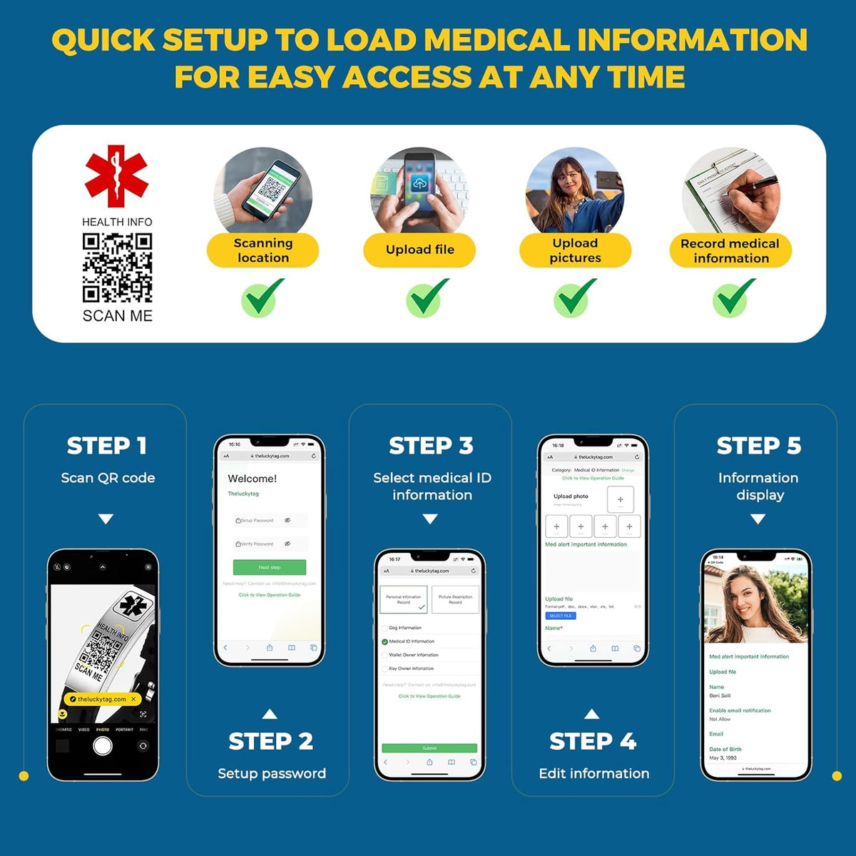Silicone Waterproof Medical Alert ID Bracelet H1922