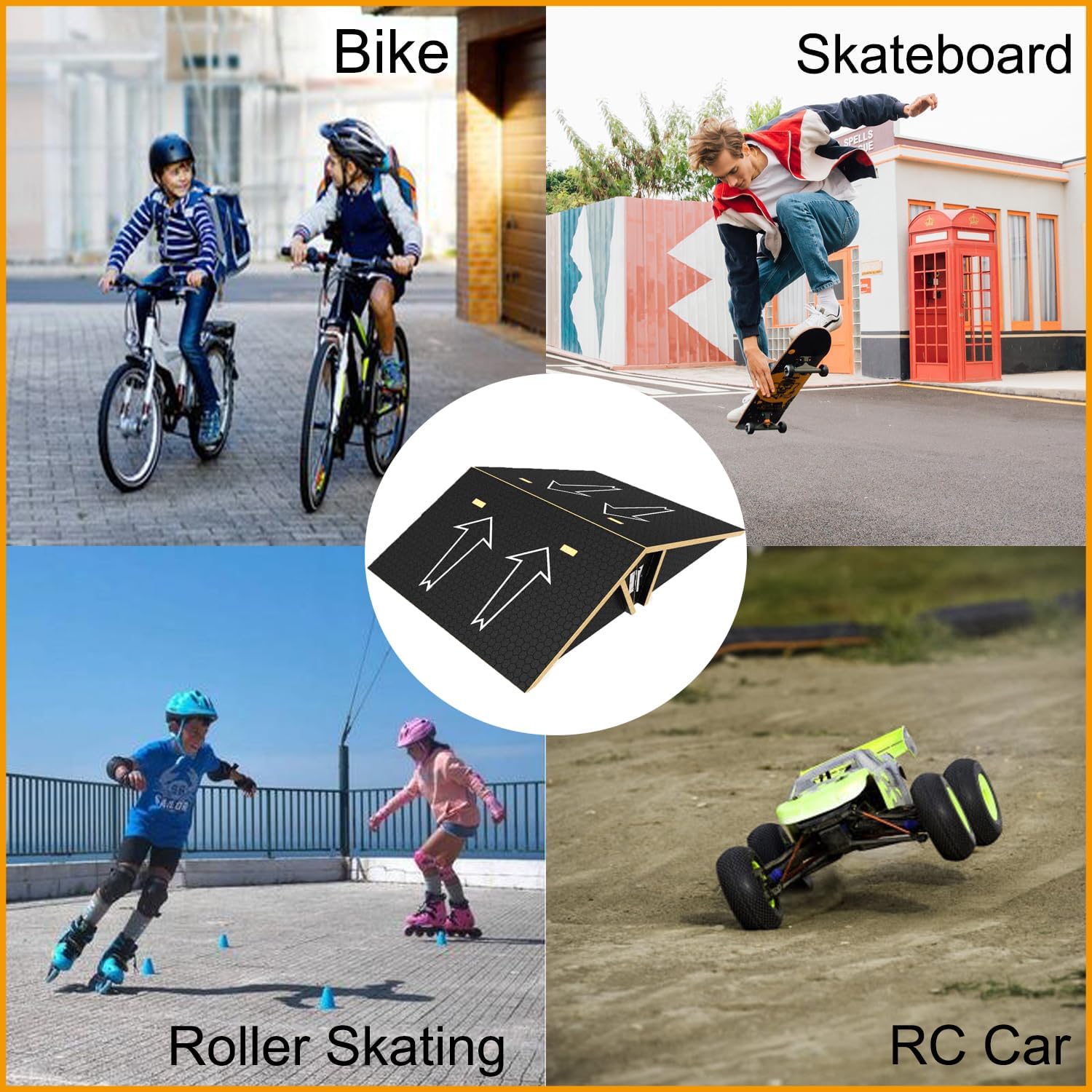 Black Double Sided Skateboard Ramp with Carry Rope T168