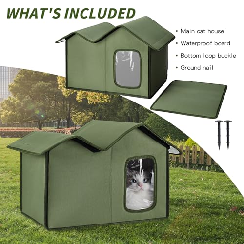 Outdoor Cat House Waterproof Insulated Shelter with Removable Washable Cover E46851