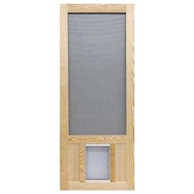 32 in. x 80 in. Reversible Wood Screen Door with Pet Flap U205