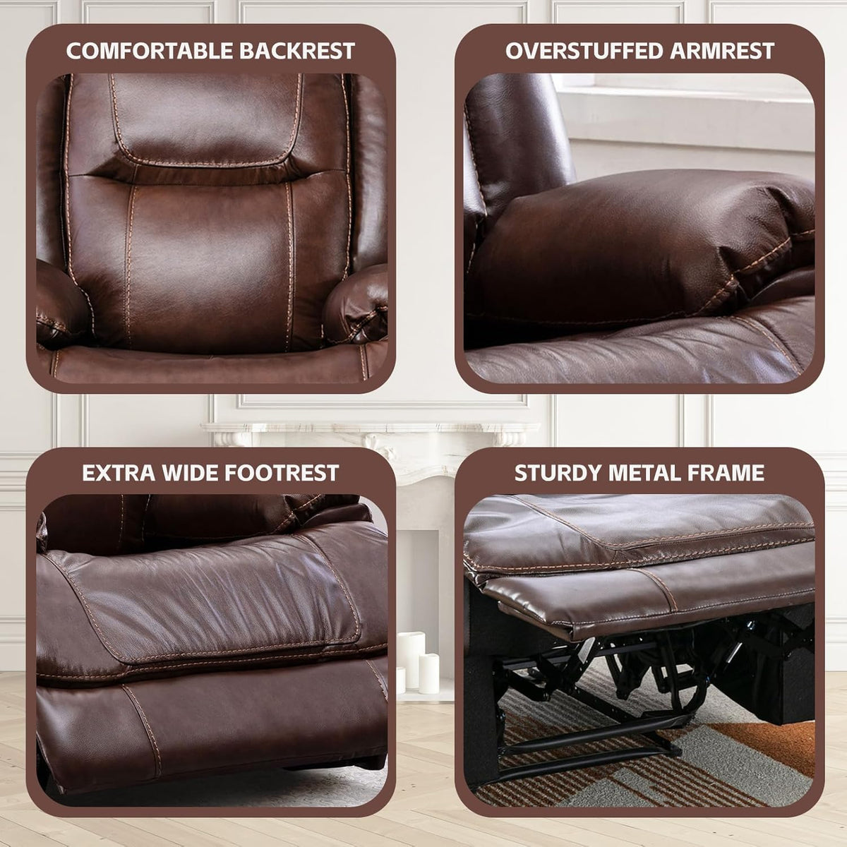 Genuine Leather Manual Reclining Chair W820551