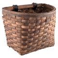 Dark Brown Woven Basket with Leather Straps I12617