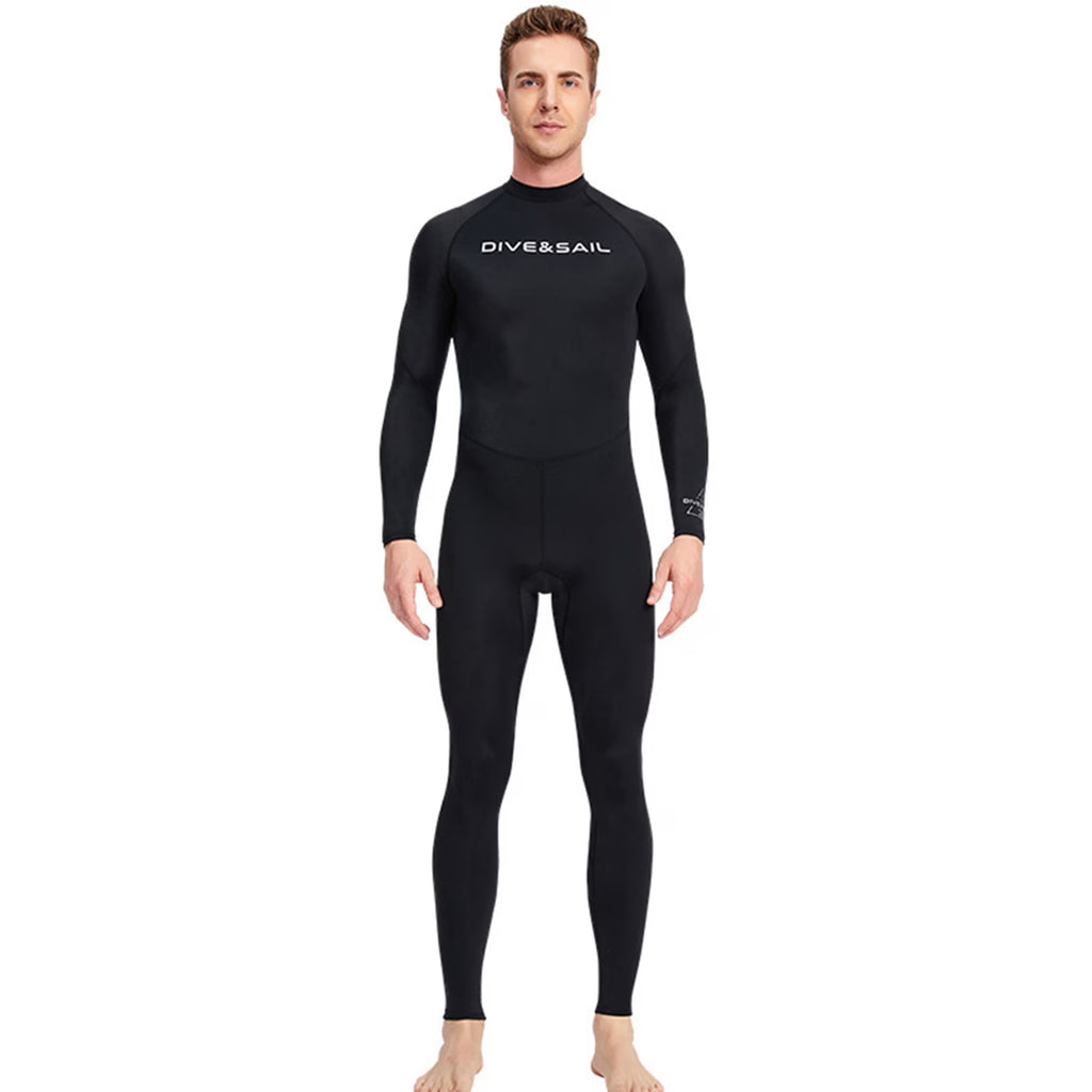 Men One Piece Swimsuit with Back Zipper Quick Dry Long Sleeve Surf Suit C2532