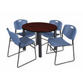 Mahogany Black Round Breakroom Table with 4 Stack Chairs Y255149