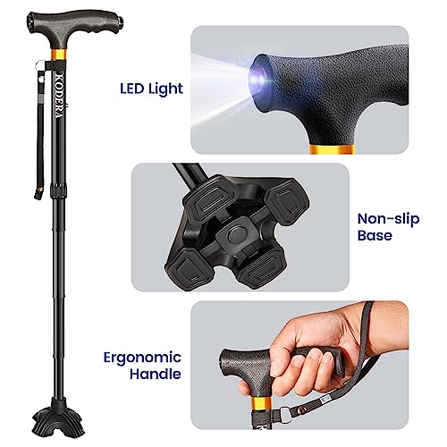 Folding Walking Cane with LED Light J592505