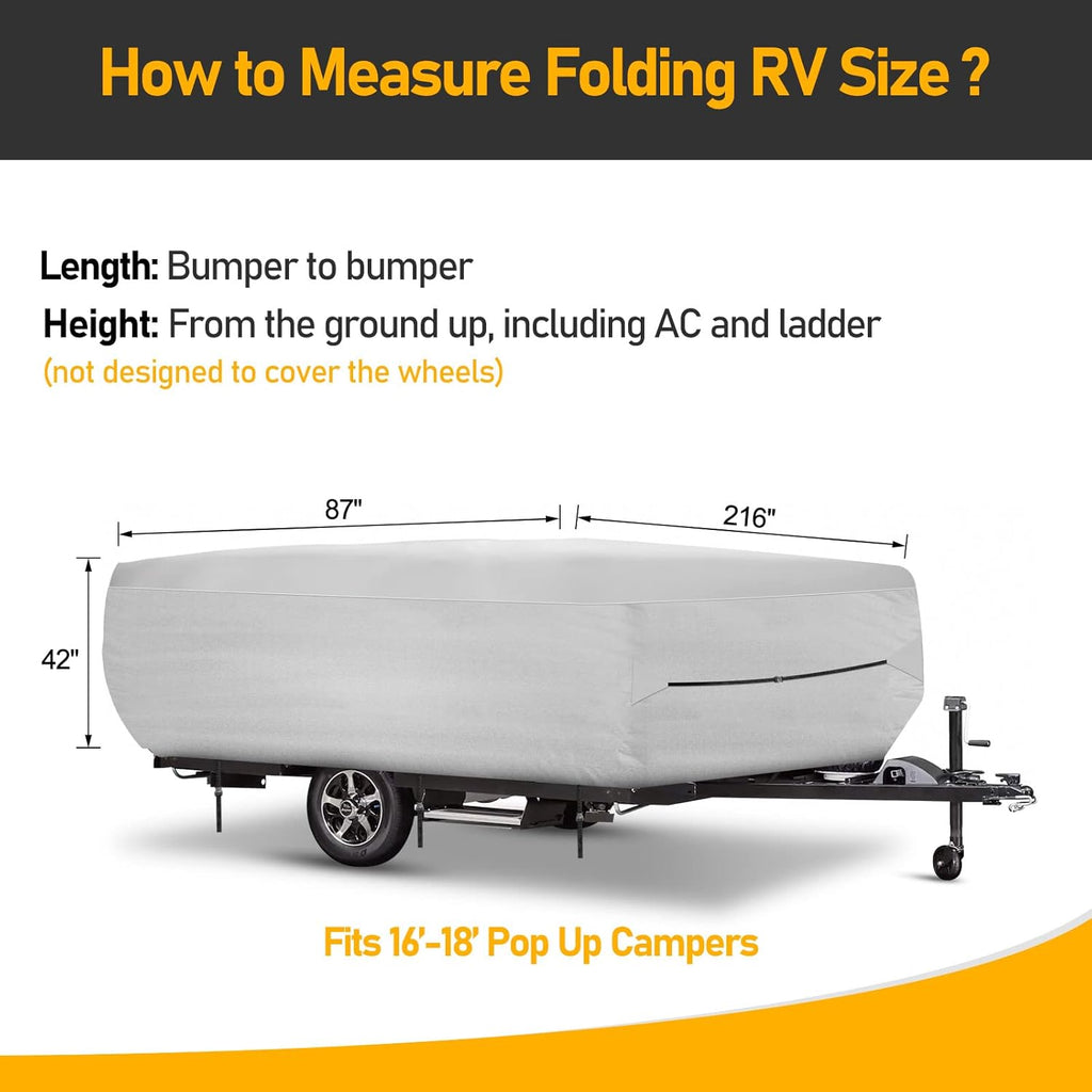 Reinforced 500D Waterproof Pop Up Camper Cover, 87" W 42" H, Silver N54092