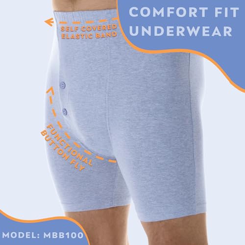 Men’s Incontinence Boxer Briefs, Regular Absorbency, Reusable & Washable Leak Proof Underwear, Pack of 6, Assorted, L, Waist 38-40 P403
