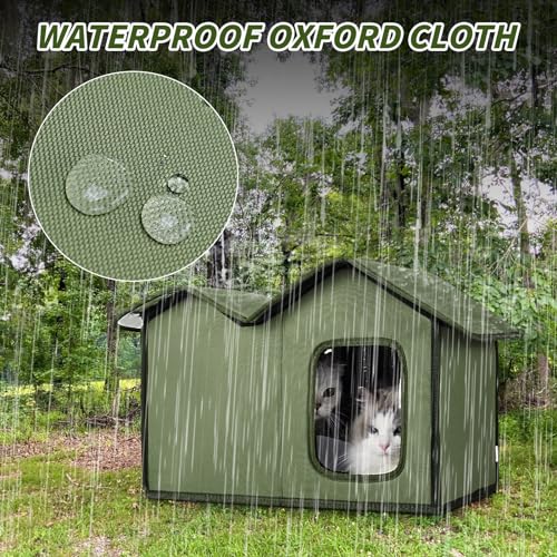 Outdoor Cat House Waterproof Insulated Shelter with Removable Washable Cover E46851