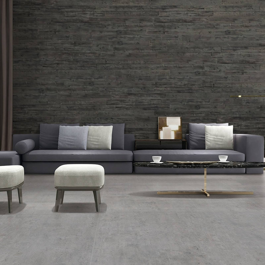 Self-Adhesive Distressed Real Wood Plank Dark Grey G1512