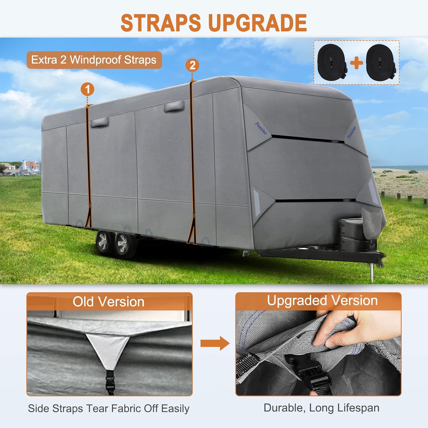 Heavy Duty 5 Layers RV Cover for 26'1 - 28' Motorhome with Gutter Spout Covers I88850