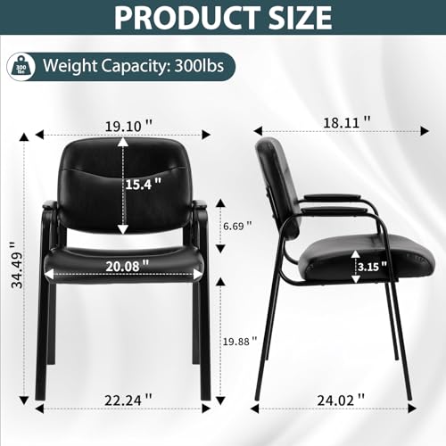 Black PU Leather Guest Chair with Padded Arms K1975