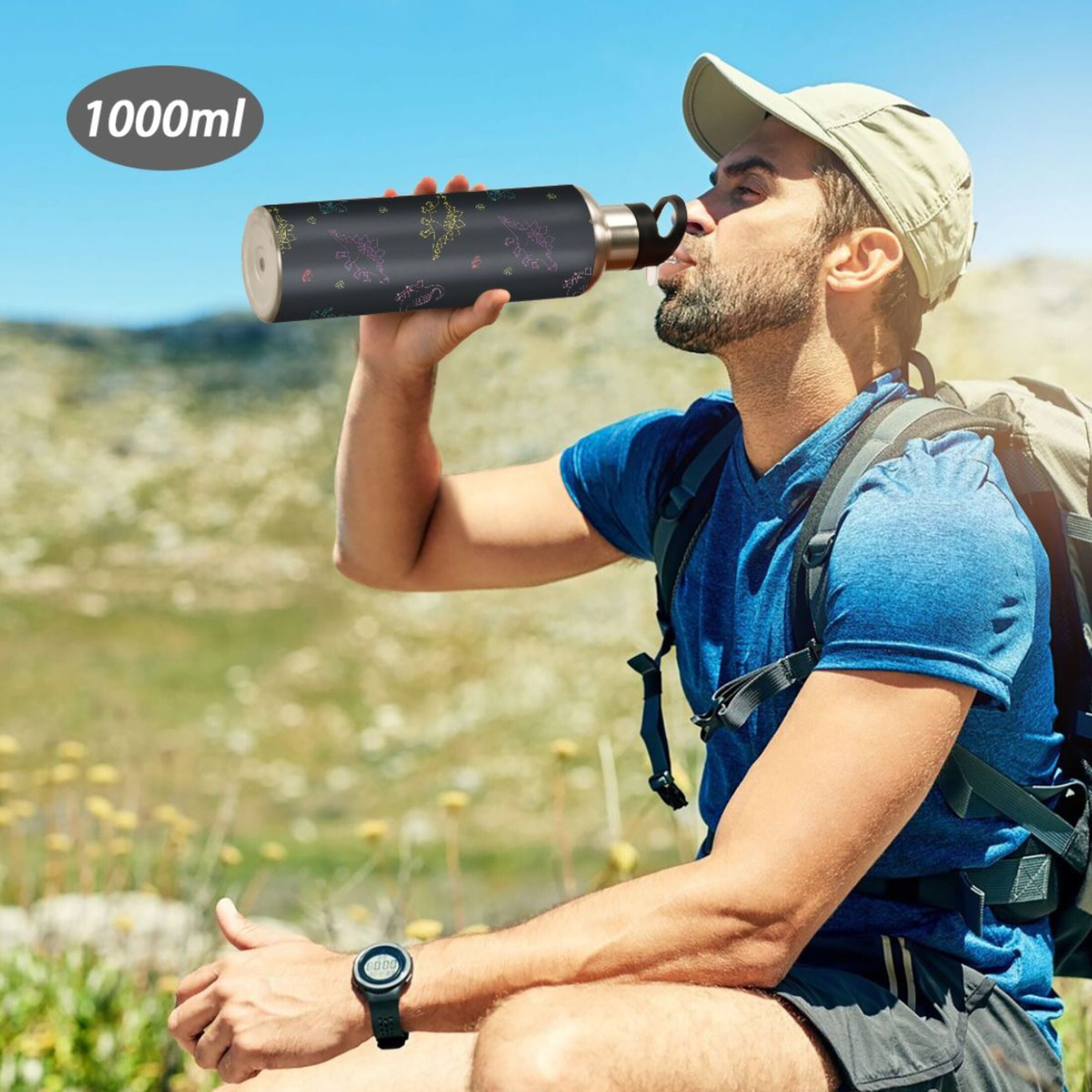 Stainless Steel Insulated Water Bottle with Straw Lid Y8480