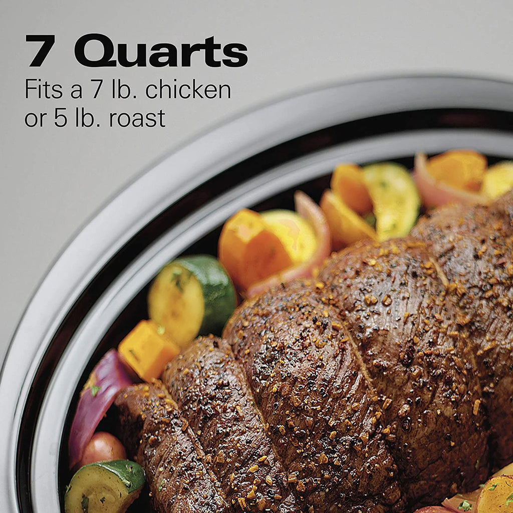 7-Quart Slow Cooker with Lid Latch Strap, Black U44780