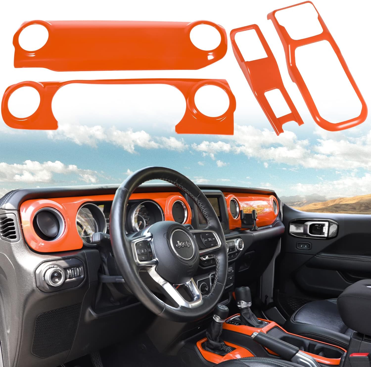 Purple Center Console Dashboard Trim Gear Shift Panel Cover 4PCS E2141