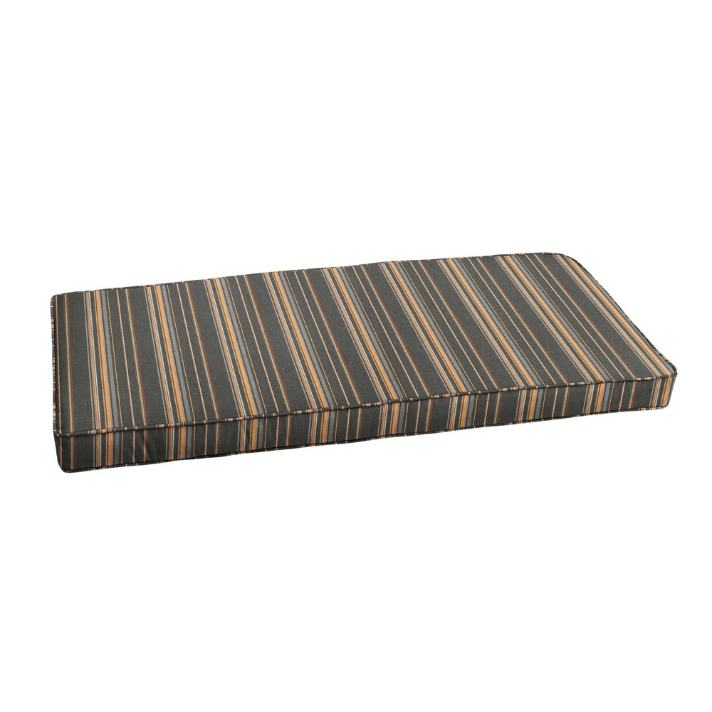 Sunbrella Grey Orange Stripe Indoor Outdoor Bench Cushion 44 in w x 19 in d B8029