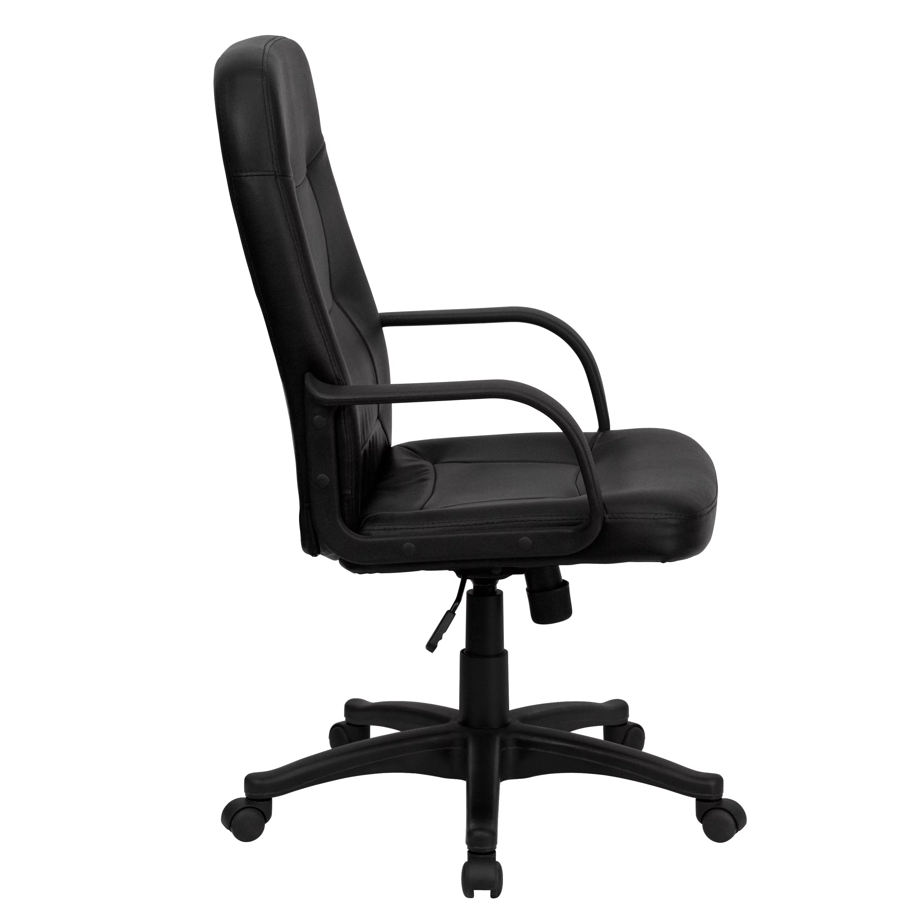 Black Glove Vinyl Executive Swivel Office Chair with Arms R517454