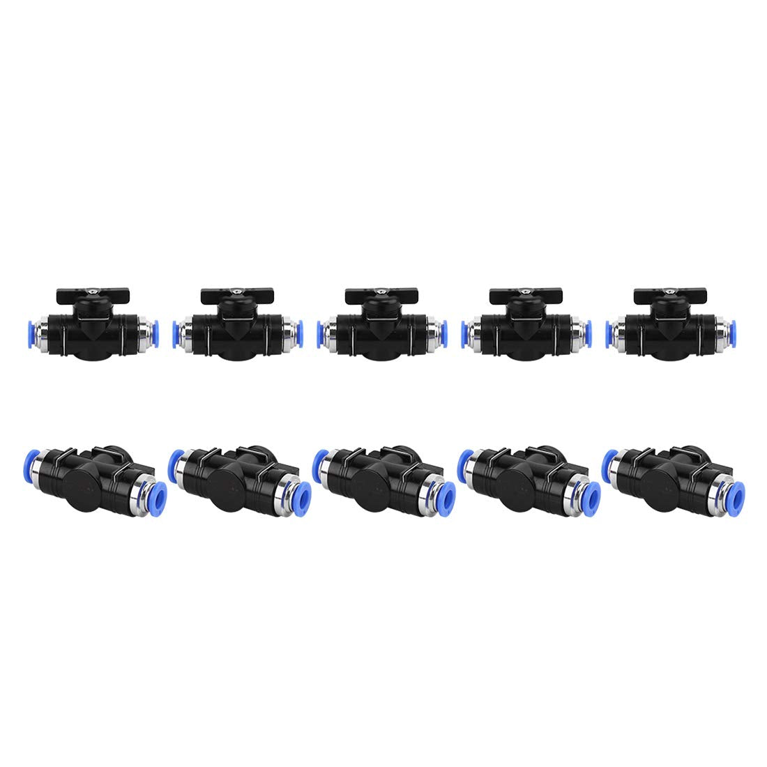 1/2" OD Union Straight Plastic Push To Connect Fittings Air Flow Control Ball Valve Hand Valve (10PCS) Pack of 2 O939