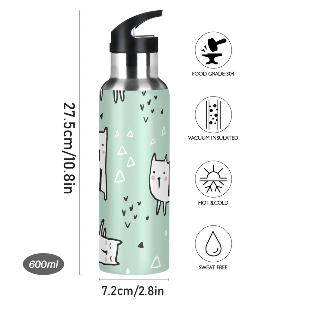 Green Vacuum Insulated Stainless Steel Water Bottle with Straw Lid 20 OZ X429