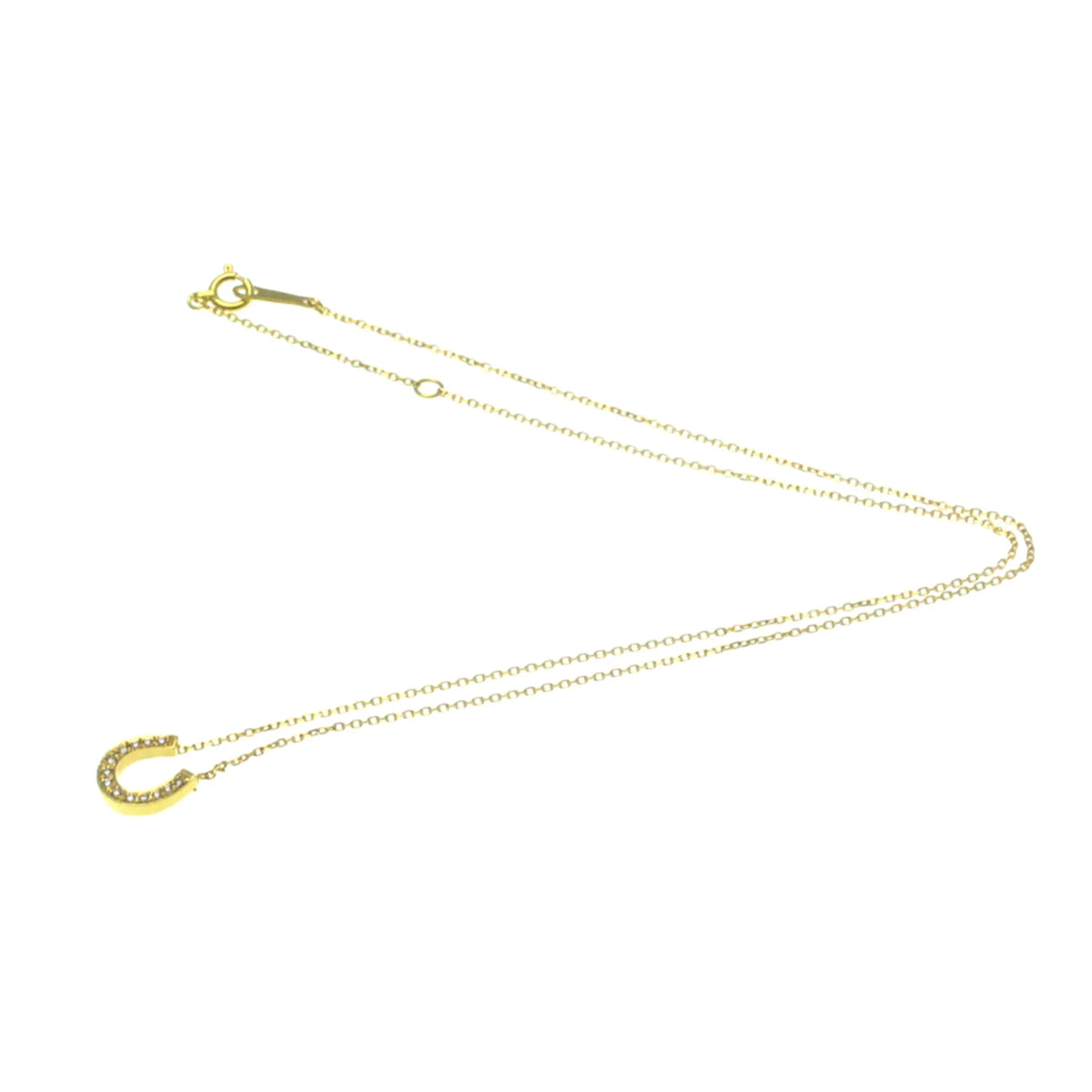 18K Yellow Gold Horseshoe Diamond Pendant Necklace X5095