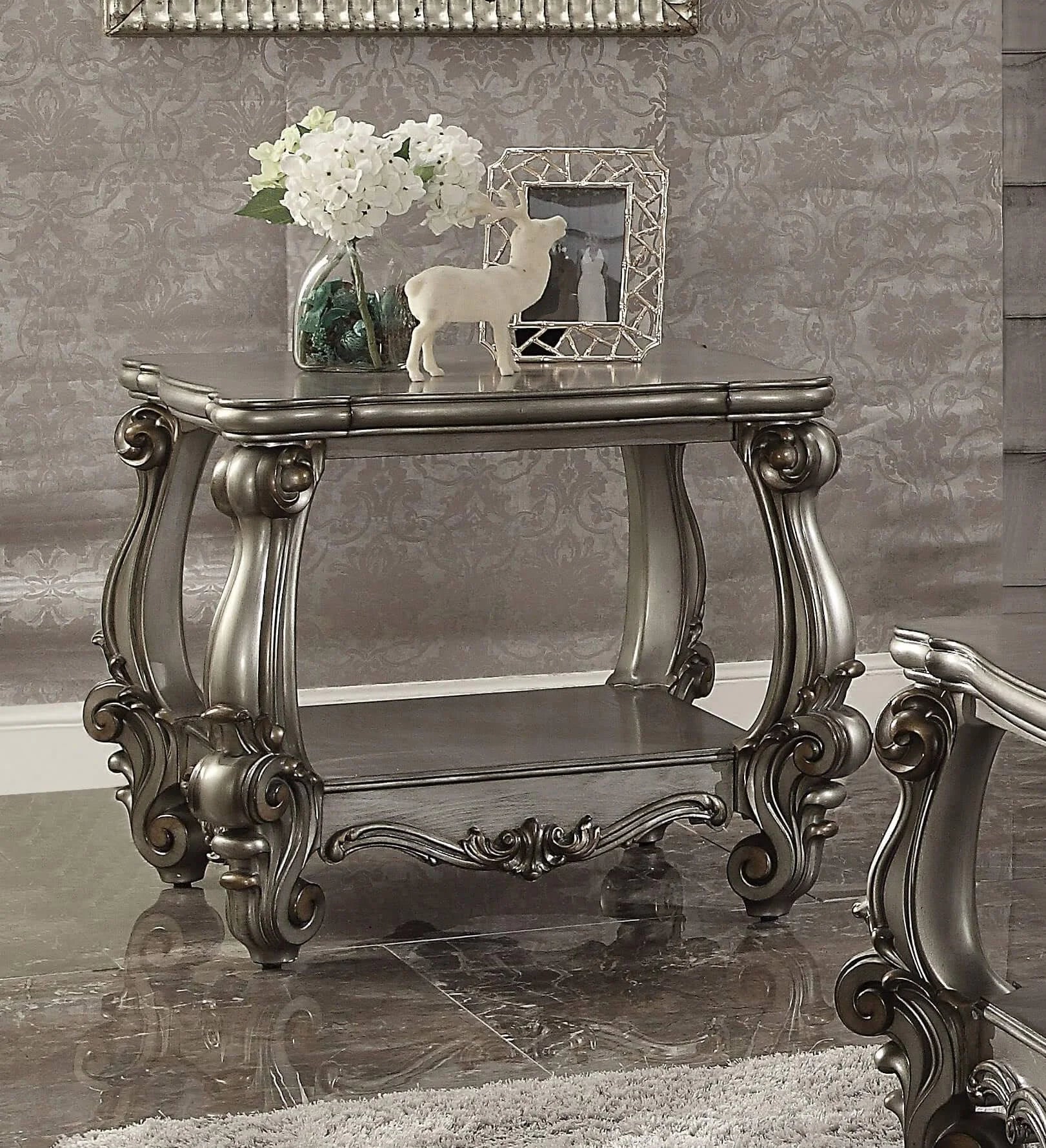 Antique Platinum End Table D750