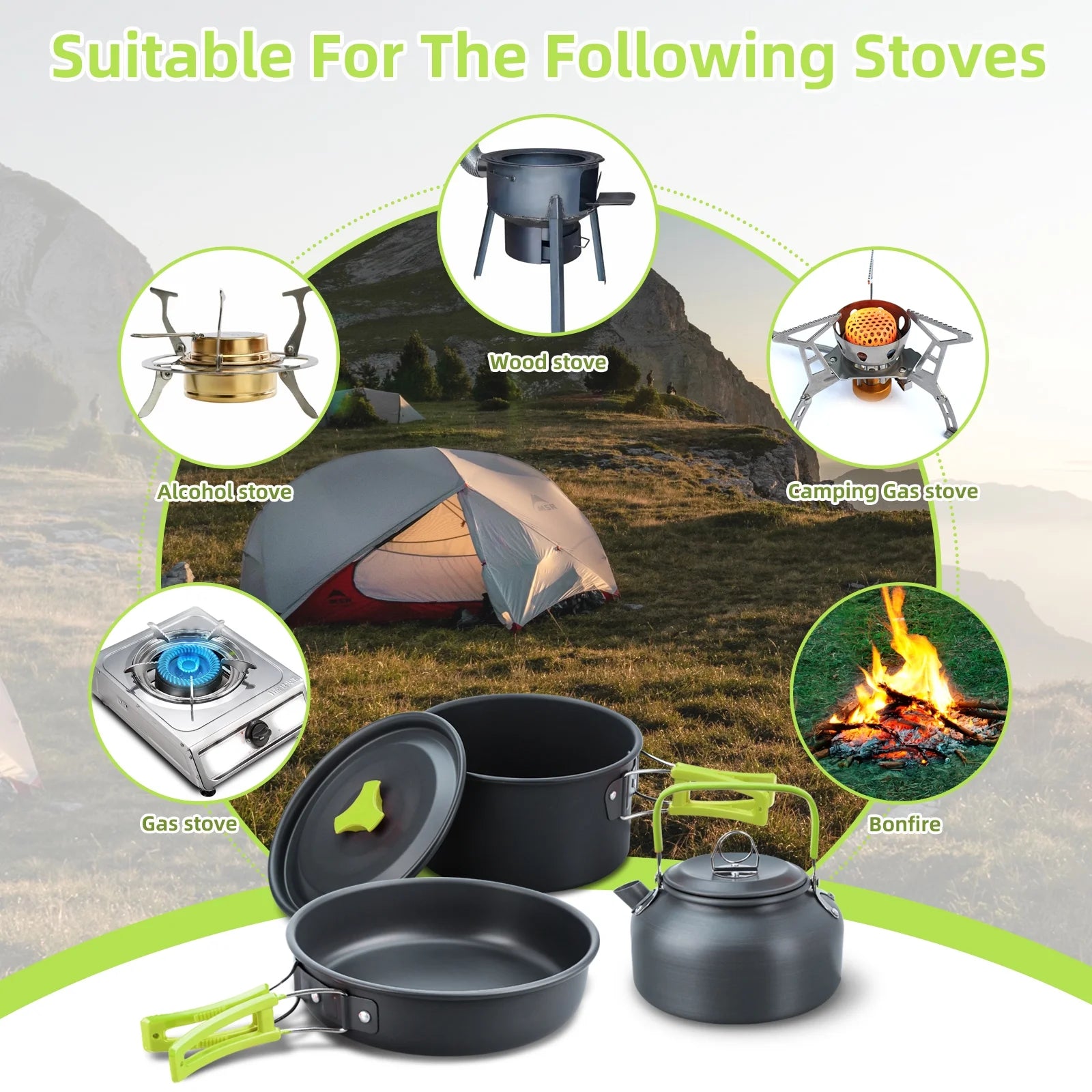 16pcs Camping Cookware Set R56442