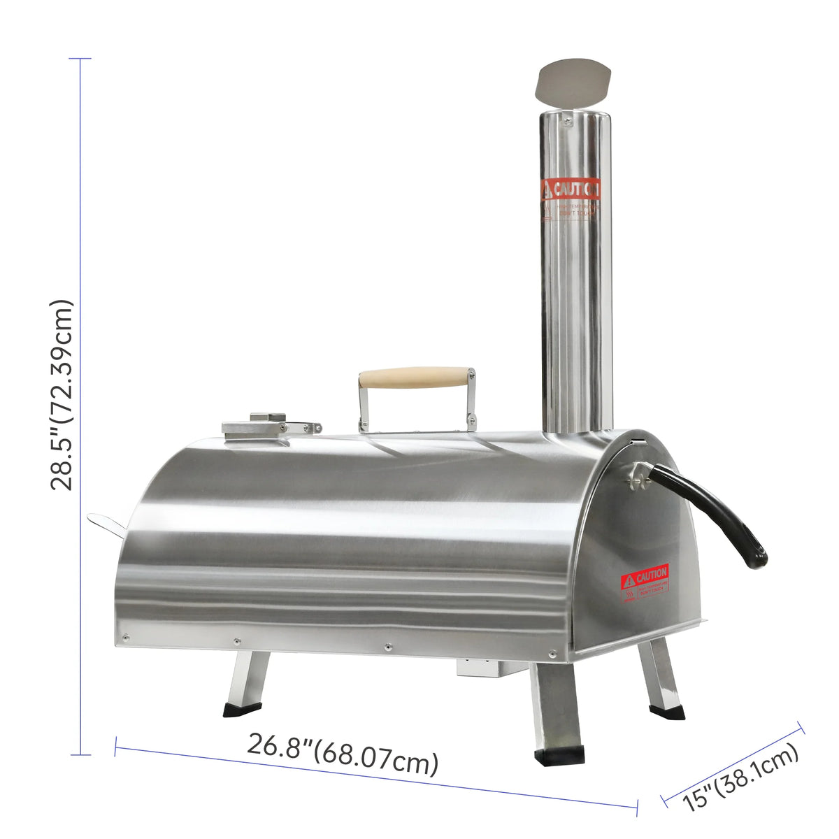 12" Stainless Steel Wood Fired Portable Pizza Oven with Built-in Thermometer Carry Bag J677