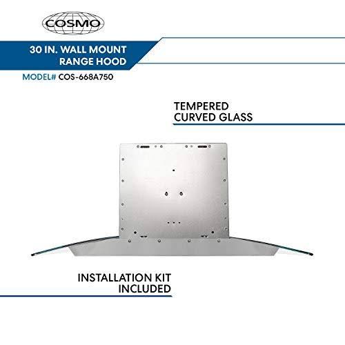 30x22 Wall Mount Range Hood with Glass, Stainless Steel I473