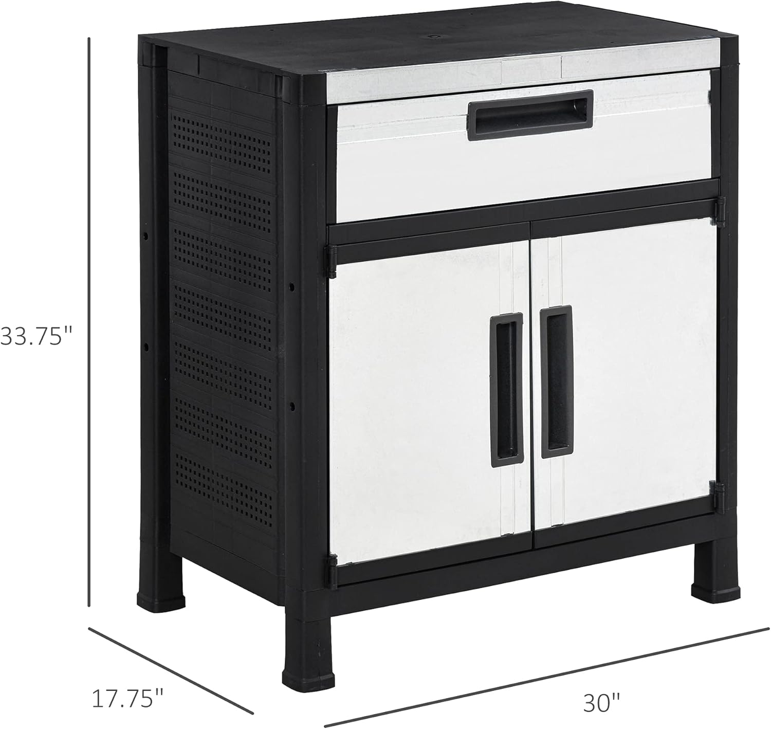 Outdoor Storage Sheds Cabinet with Adjustable Shelves, Waterproof PP & Galvanized Steel S521