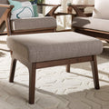 Light Grey Walnut Brown Fabric Polyester Ottoman Pack of 2 F39447