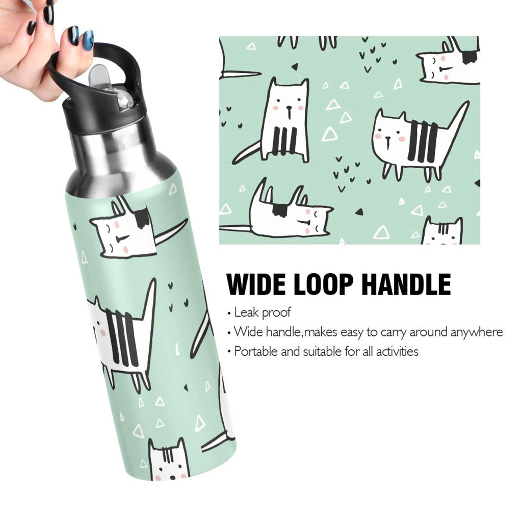 Green Vacuum Insulated Stainless Steel Water Bottle with Straw Lid 20 OZ X429