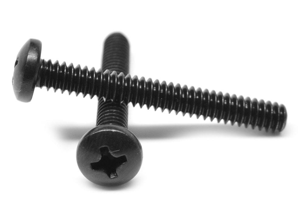 #6-32 x 3 1/2 Coarse Thread Machine Screw Phillips Pan Head Low Carbon Steel Black Oxide G923