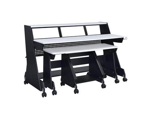 Black 88 Keys Music Studio Desk Workstation with Rack Cabinet U8588