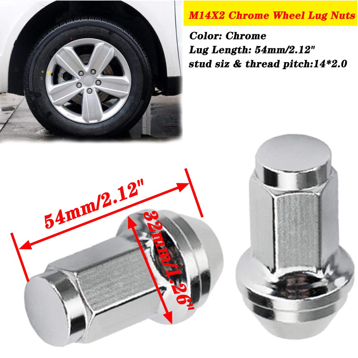 Chrome Wheel Lug Nuts 24 Pcs E7122