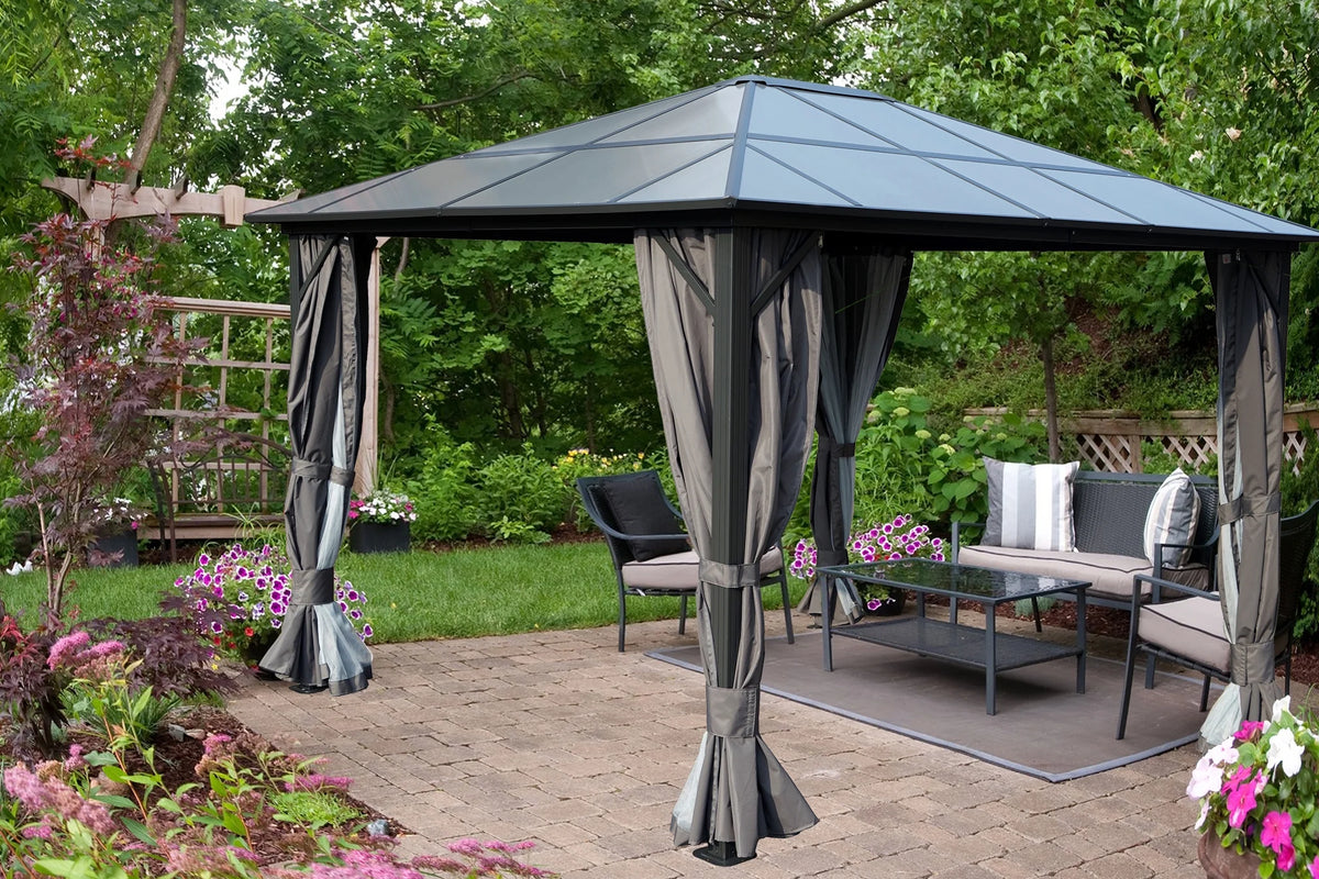 Gray Polycarbonate Aluminum Gazebo Q7807