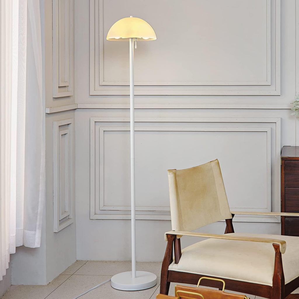 Matte White 2-Light Floor Lamp with Frosted Glass Shade P59601