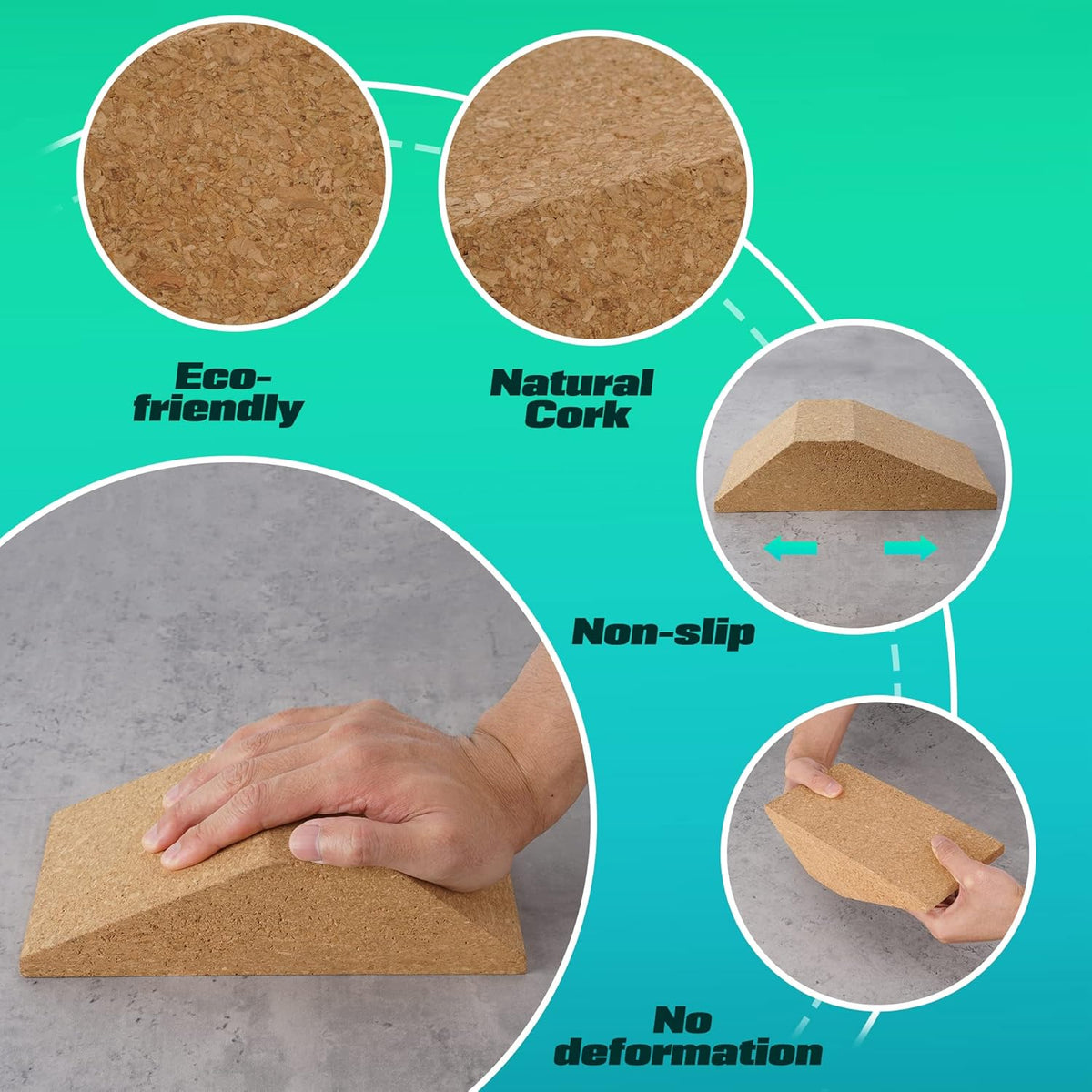 Cork Squat Wedge Block 2 Pack Non Slip Slant Board Q9076
