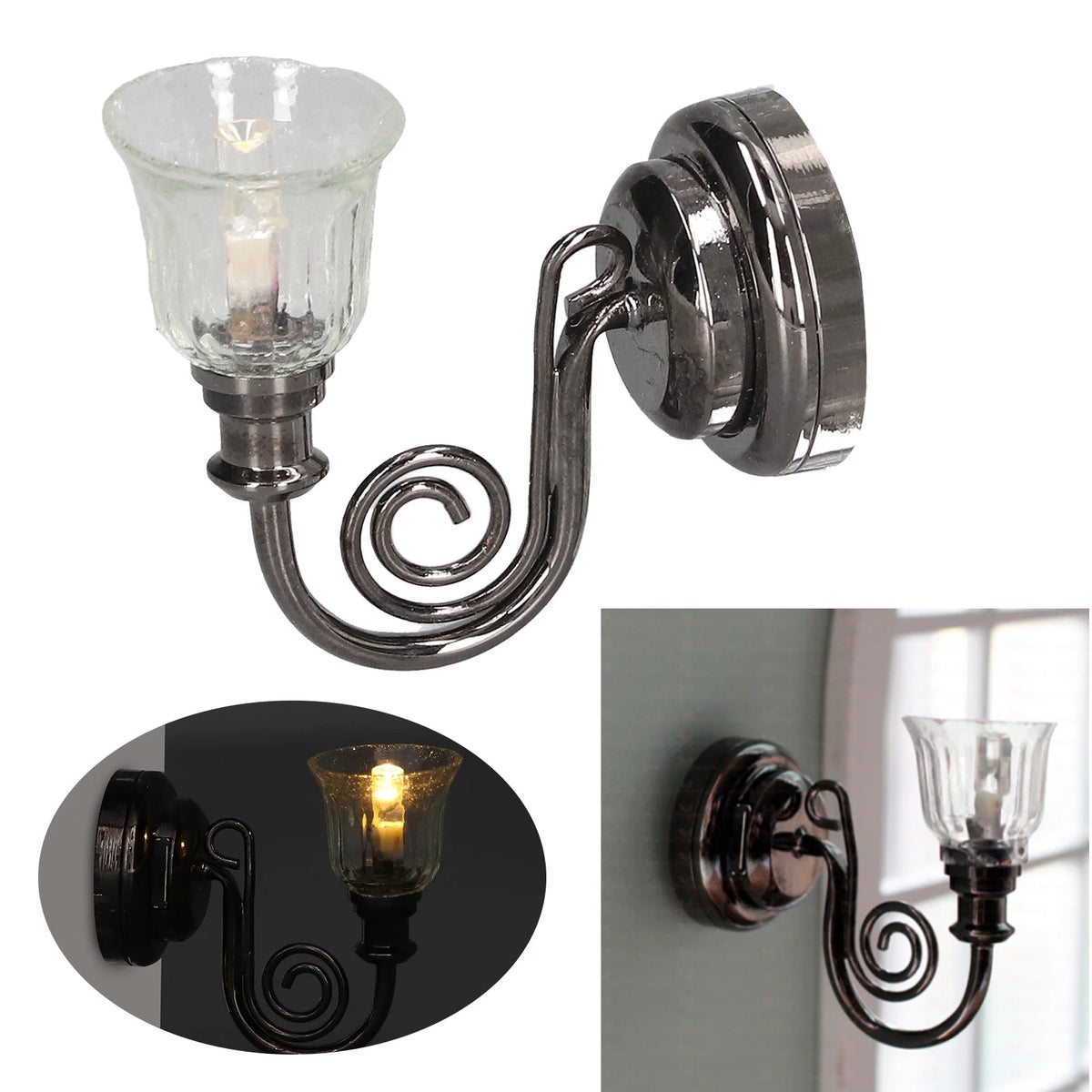 Dollhouse Wall Lamp Miniature Lantern Light with Battery L81333