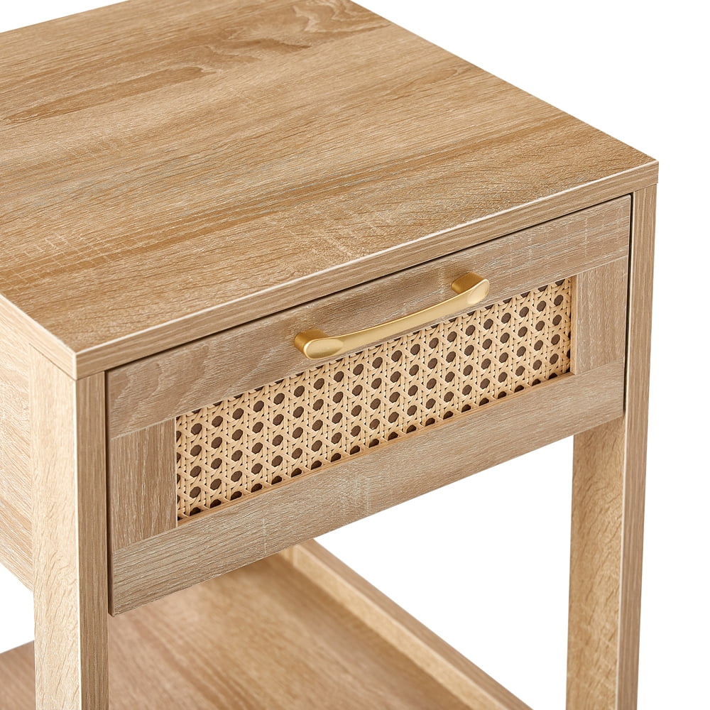 Rattan Nightstand with Drawer and Shelf N5537