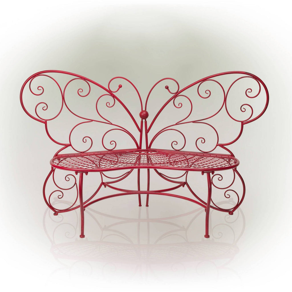 Red Butterfly Metal Bench I234