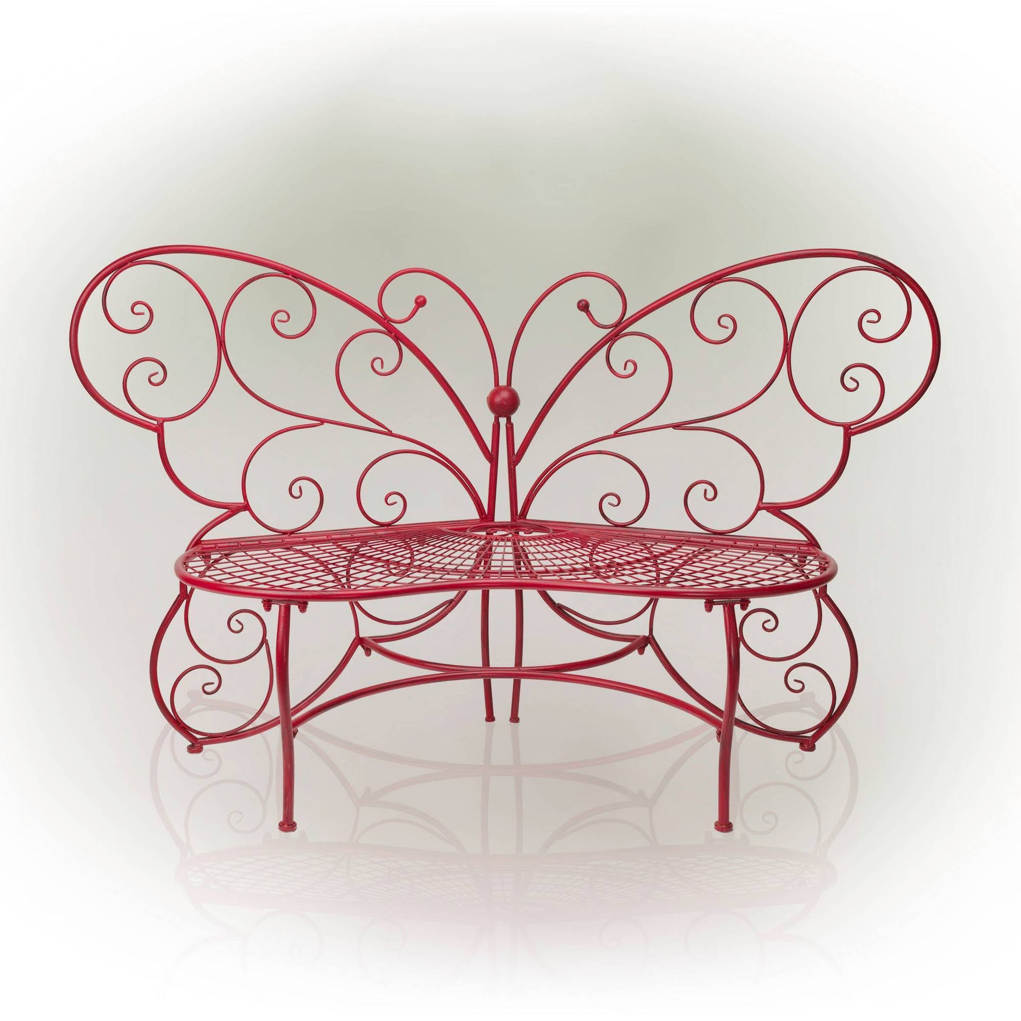 Red Butterfly Metal Bench I234