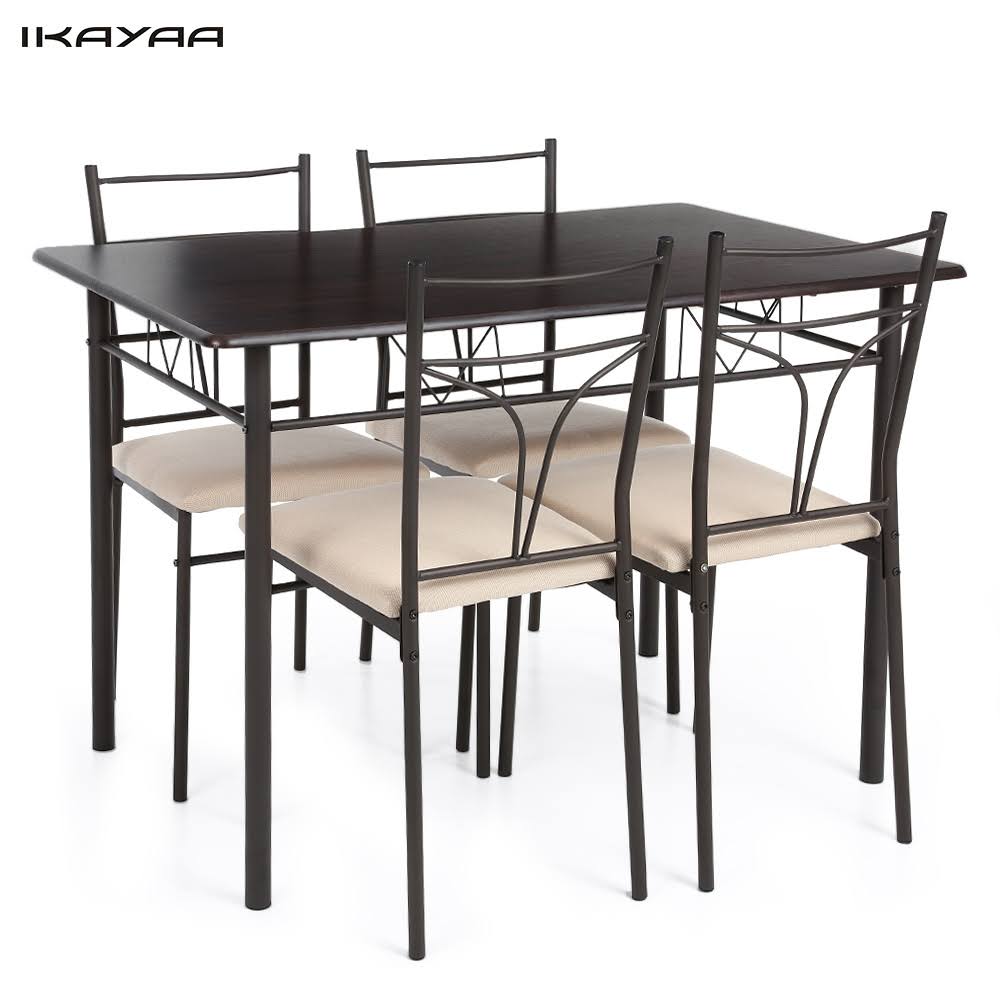 Beige 5pcs Metal Frame Dining Table Chairs Set W774