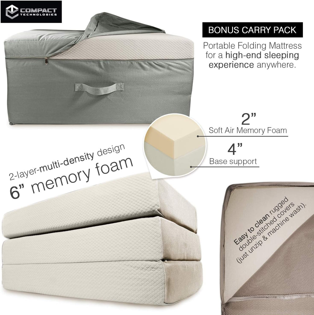 Twin Tri-Fold 6 Inch Memory Foam Mattress with Case E297311