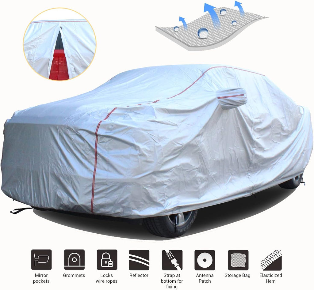Hard Shell Truck Car Cover Waterproof UV-Proof Windproof Zipper Design with Straps Buckle Full Size Truck Length Up to 212" Pack of 2 E858