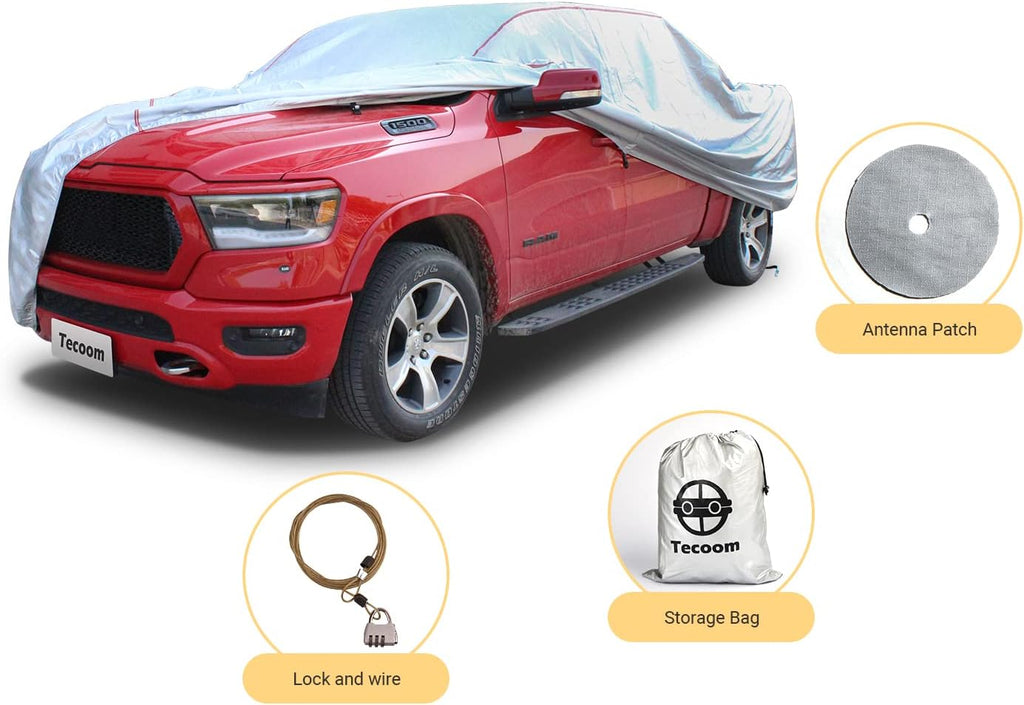 Hard Shell Truck Car Cover Waterproof UV-Proof Windproof Zipper Design with Straps Buckle Full Size Truck Length Up to 212" Pack of 2 E858