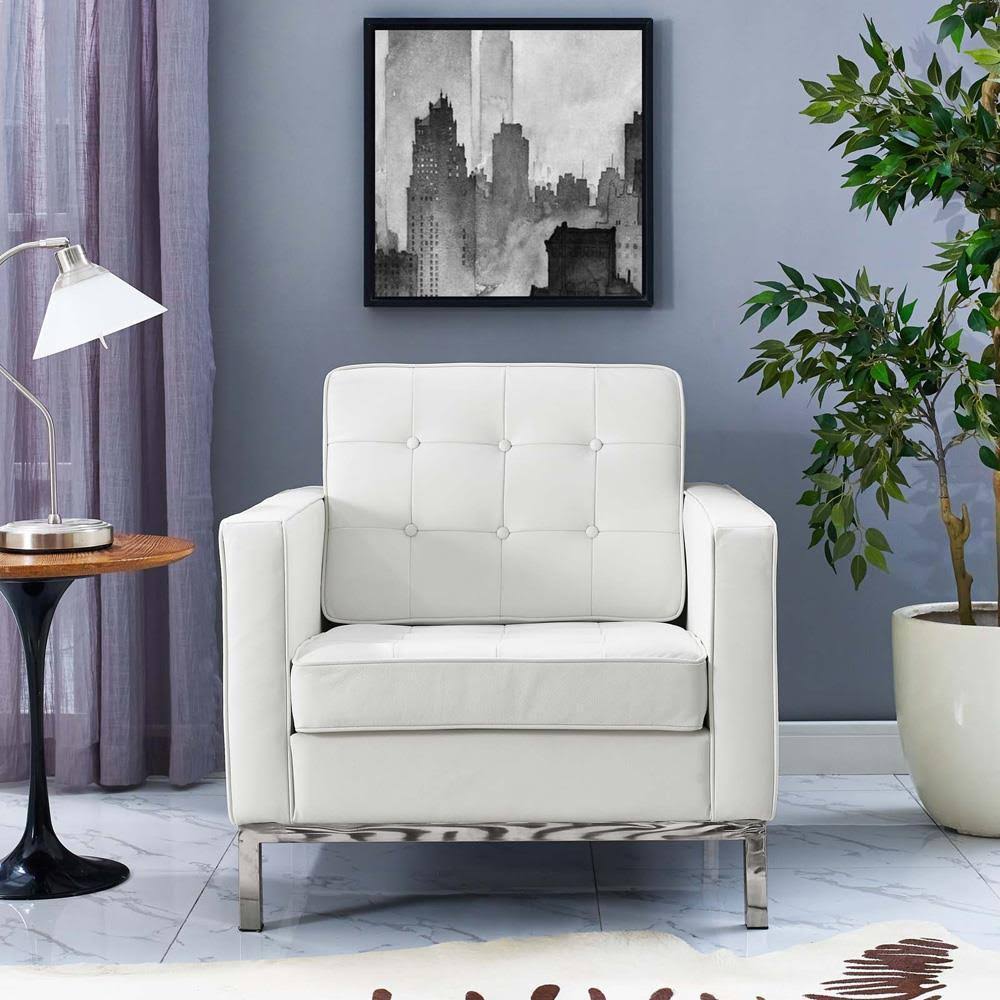 White Leather Armchair Q44948